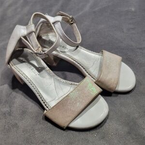 Christie & Jill Mallory Girls White Glitter Block Heel Dress Sandals Size 13M